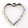 Rack Plating Alloy Heart Open Back Bezel Pendants PALLOY-S047-12F-FF-2
