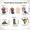 20Pcs 5 Style Light Gold Plated Alloy Enamel Pendants Sets ENAM-SC0004-65-2