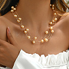 Elegant Brass & Round Glass Multi-Layered Design Gold-Plated Ladies Necklaces PA1381-2-1