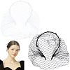 2Pcs 2 Colors Bridal Rhinestones Pearl Mesh Veil Cloth Hair Bands MRMJ-GF0001-50A-1