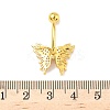 Brass Pave Clear Cubic Zirconia Curved Barbell Butterfly Belly Rings AJEW-L099-01A-G-3