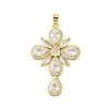 Rack Plating Brass Clear Cubic Zirconia Pendants KK-S380-32G-B-1