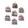 Natural Rhodonite Brass Pendants KK-E274-01G-21-1