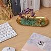 Natural Amethyst with Green Aventurine Chips with Brass Incense Burner Holder DJEW-G027-19RG-01-7