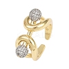 Brass Micro Pave Cubic Zirconia Adjustable Cuff Rings RJEW-C140-11G-4