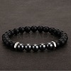 8MM Natural Obsidian and Frosted Black Round Beaded Stretch for Men DZ7575-7-1