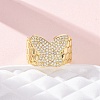 Brass Micro Pave Clear Cubic Zirconia Cuff Rings for Women RJEW-H248-08G-02-2