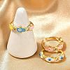Brass Micro Pave Clear Cubic Zirconia Enamel Cuff Rings for Women RJEW-L113-038G-2