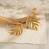 Leaf 304 Stainless Steel Stud Earrings EJEW-P332-05G-1