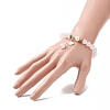 Natural Rose Quartz & Pearl Stretch Bracelet BJEW-JB09224-01-3