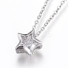 304 Stainless Steel Brass Cubic Zirconia Pendant Necklaces NJEW-O108-13P-1