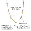 Minimalist Natural Stone Rondelle Beaded with 304 Stainless Steel Link Chain Necklaces JB6802-1-2
