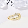 Rack Plating Bowknot Brass Micro Pave Clear Cubic Zirconia Cuff Rings for Women RJEW-M028-62G-5