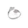 Non-Tarnish 304 Stainless Steel Double Hand Hug Open Cuff Ring for Women RJEW-S405-199P-2
