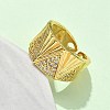 Brass Micro Pave Cubic Zirconia Adjustable Open Cuff Rings RJEW-V009-02G-3