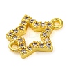 Brass Micro Pave Clear Cubic Zirconia Star Links Connector Charms KK-A230-03B-G-2