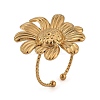 Flower 304 Stainless Steel Open Cuff Ring for Women RJEW-M049-04G-2