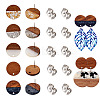 Opaque Resin & Walnut Wood Flat Round Stud Earrings MAK-TA0001-18C-2