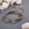 Natural Labradorite Teardrop Link Braided Bead Bracelet BJEW-SZ0002-54C-3