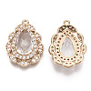 Brass Micro Pave Cubic Zirconia Pendants X-KK-R111-005-B01-2