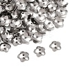 Tarnish Resistant 5-Petal 201 Stainless Steel Flower Bead Caps STAS-N027-02-3