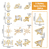 20Pcs 5 Styles Brass Pave Clear Cubic Zirconia Connector Charms KK-HS0001-30-2