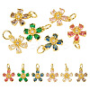 6Pcs 6 Colors Brass Micro Pave Cubic Zirconia Pendants KK-TA0002-10G-2