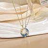 2Pcs Brass Micro Pave Clear Cubic Zirconia Enamel Magnetic Pendant Necklaces with 304 Stainless Steel Cable Chain WG04DA7-06-1