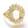 Adjustable Brass Micro Pave Clear Cubic Zirconia Finger Ring Components ZIRC-I049-22G-1