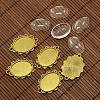 25x18mm Oval Dome Clear Glass Cover and Antique Golden Alloy Cabochon Connector Settings Sets DIY-X0082-AG-NF-1