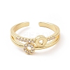 Clear Cubic Zirconia Circle Ring Open Cuff Ring RJEW-E072-19G-2