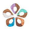 Transparent Resin & Walnut Wood Pendants RESI-CJ0001-74-3