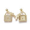 Brass Micro Pave Cubic Zirconia Pendants ZIRC-F115-19G-2