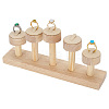5-Slot PU Leather Round Tiered Ring Organizer Display Stands with Wooden Base RDIS-WH0001-39A-1