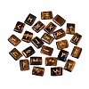 25Pcs Rectangle Natural Tiger Eye Rune Stones with Elder Futhark Alphabet Engraved G-T142-35-1