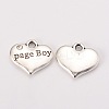 Wedding Theme Antique Silver Tone Tibetan Style Heart with Page Boy Rhinestone Charms TIBEP-N005-14B-1