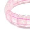 Natural Rose Quartz Rectangle Beaded Stretch Bracelet BJEW-E379-01E-3