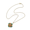 Glass Seed Beaded Clover Pendant 304 Stainless Steel Cable Chain Necklaces for Women NJEW-MZ00128-03-4