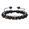Adjustable Natural Tiger Eye and Glass Beaded Braided Bead Bracelets for Men Women FS-WGD7D76-08-1