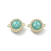 Brass Micro Pave Clear Cubic Zirconia Flat Round Connector Charms KK-B129-24G-02-1