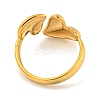 Ion Plating(IP) 304 Stainless Steel Heart Open Cuff Ring for Women RJEW-A043-31G-3