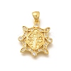 Religion Themed Rack Plating Brass Micro Pave Cubic Zirconia Pendants KK-L226-007G-10-1