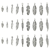 60Pcs Tibetan Style Alloy Feather Pendants TIBEP-FS0001-21-3