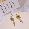 Flower Alloy Crystal Rhinestone Tassel Dangle Earrings FS-WG038B8-01-1