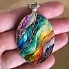 Zinc Alloy & Glass Oval Pendant Necklaces FS-WG171E2-01-3