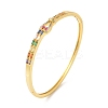 Colorful Cubic Zirconia Knot Hinged Bangle BJEW-L681-003G-3