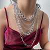 Punk Alloy & Aluminum Cuban Link Chain Multi Layered Necklaces for Women FS-WG4574A-02-2