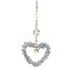 Heart Natural Aquamarine Chip Pendant Drcorations HJEW-JM01651-02-1