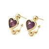 Natural Amethyst Heart Stud Earrings EJEW-K287-01G-08-1