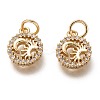 Brass Micro Pave Clear Cubic Zirconia Charms ZIRC-C020-70G-1